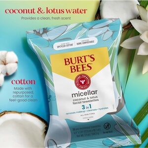 Burt's Bees Blue Micellar Facial Towelettes Stocking Stuffer Christmas Gift